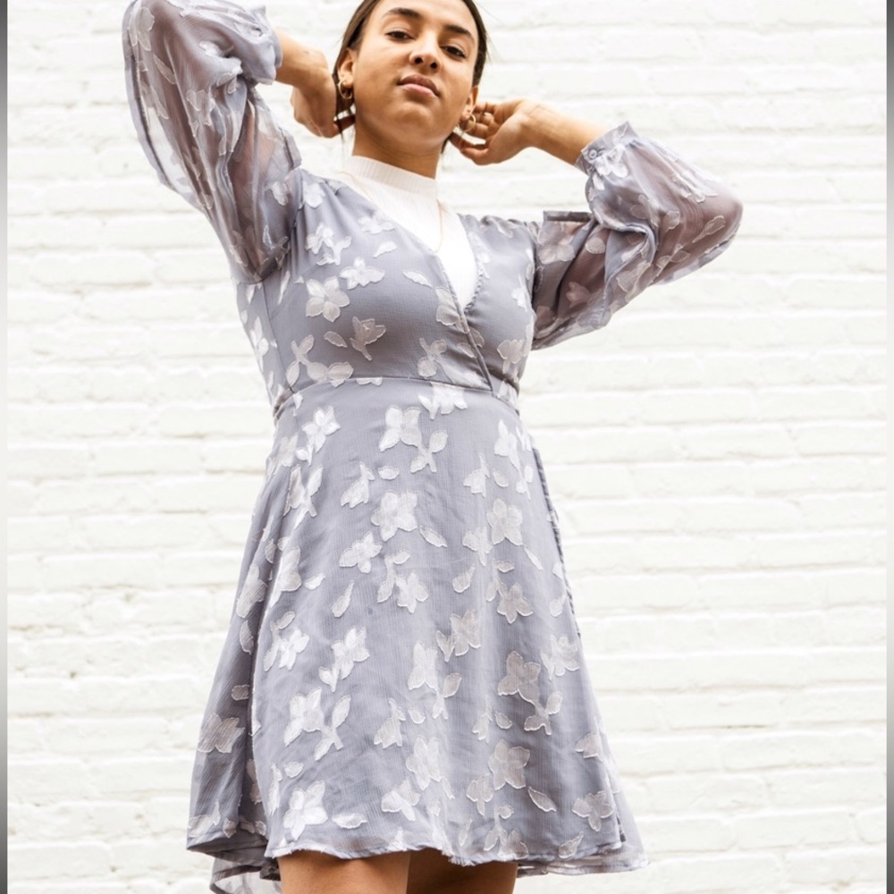 ASTR Blue Patterned Wrap Dress